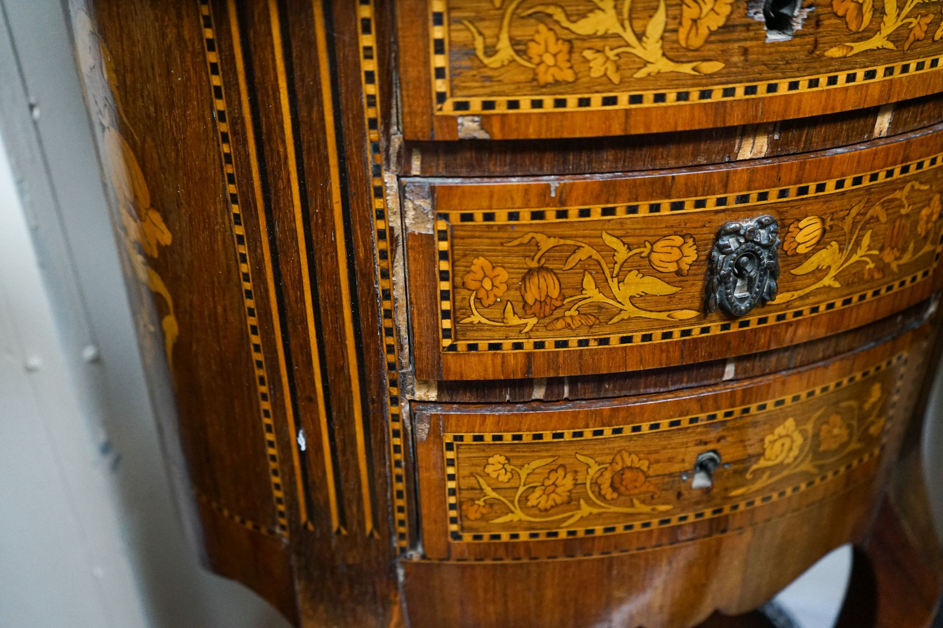 A 19th century French Louis XV/XVI transitional style mahogany bedside or occasional table, width 50cm, depth 36cm, height 80cm